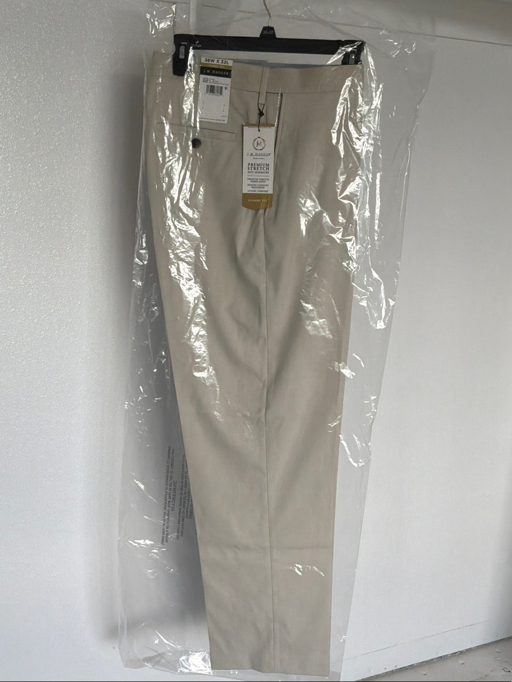Haggar Men’s Beige Dress Pants - Classic Straight Fit
